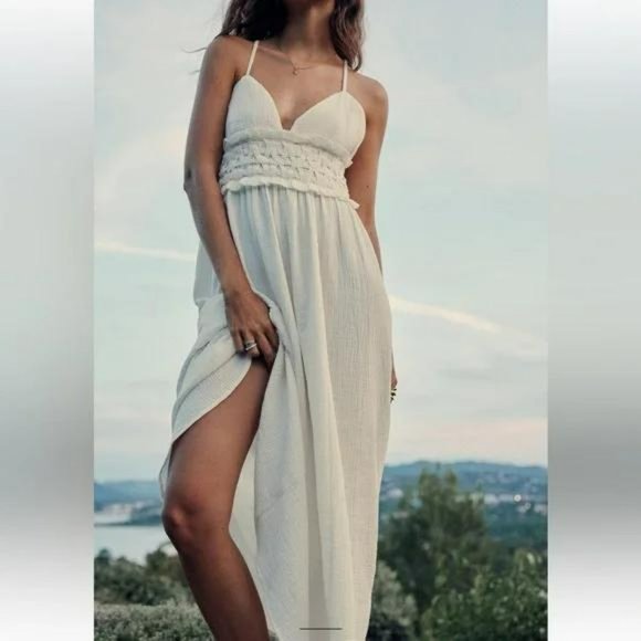 ZARA CROCHET WAIST MIDI DRESS - Picture 1 of 3